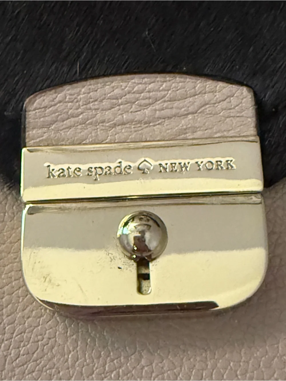 kate spade Nude and Black Leather Satchel with Front Envelope Flap